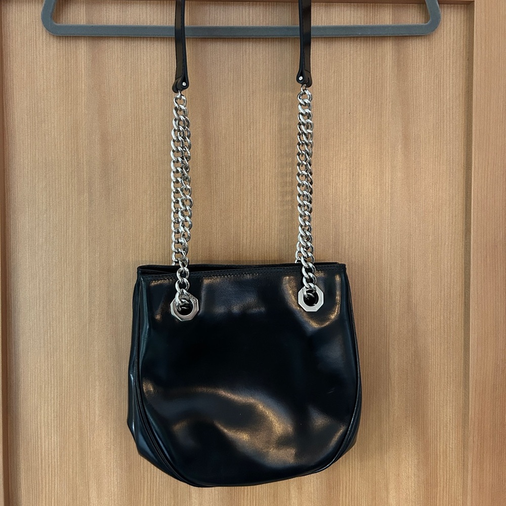 Patent Leather Silver Chain Strap Bag